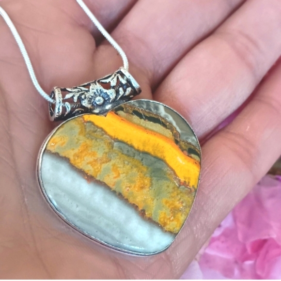 Larimar Inc Jewelry - 💛Bumble Bee Gemstone Pendant Boho Sterling Silver Necklace